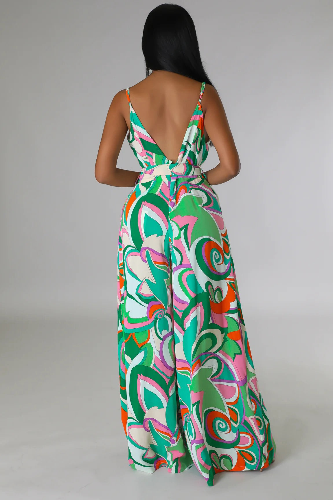 Coconut Grove Printed Jumpsuit Multi Green - Ali’s Couture