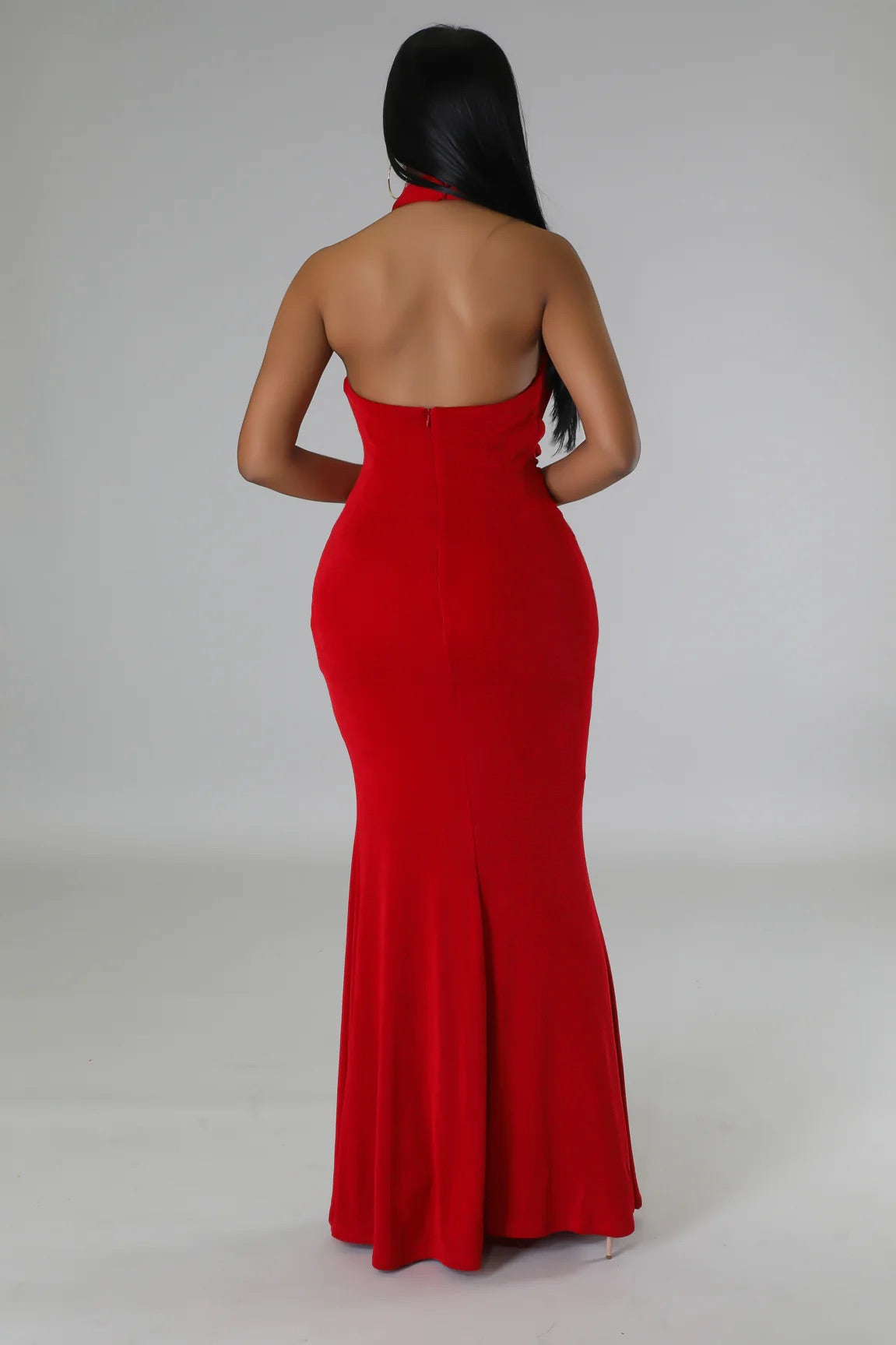 Zaria Halter Maxi Dress Red - Ali’s Couture