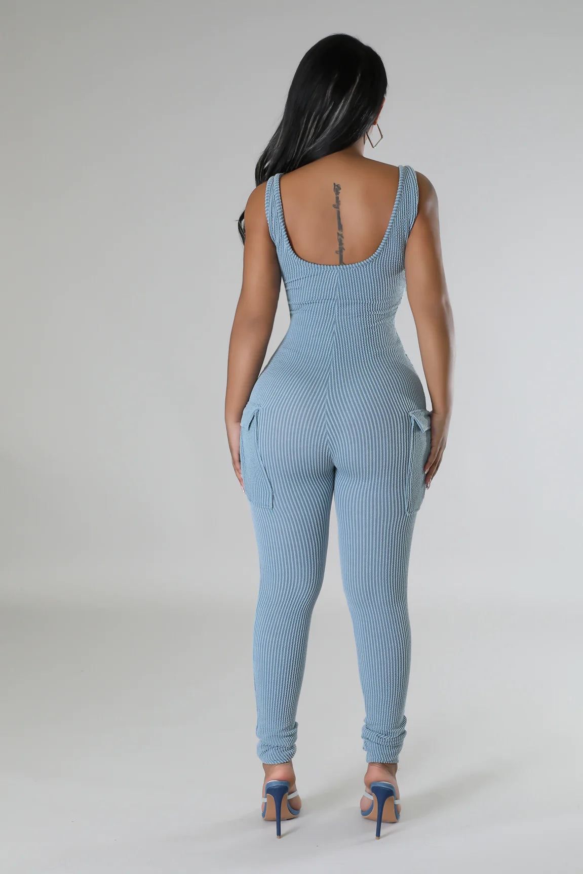 Play In Comfort Ribbed Jumpsuit Slate Blue - Ali’s Couture