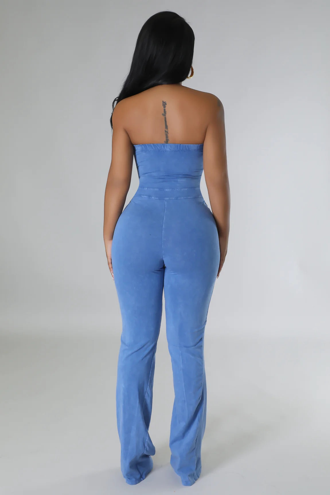 Terra Strapless Jumpsuit Denim Blue - Ali’s Couture