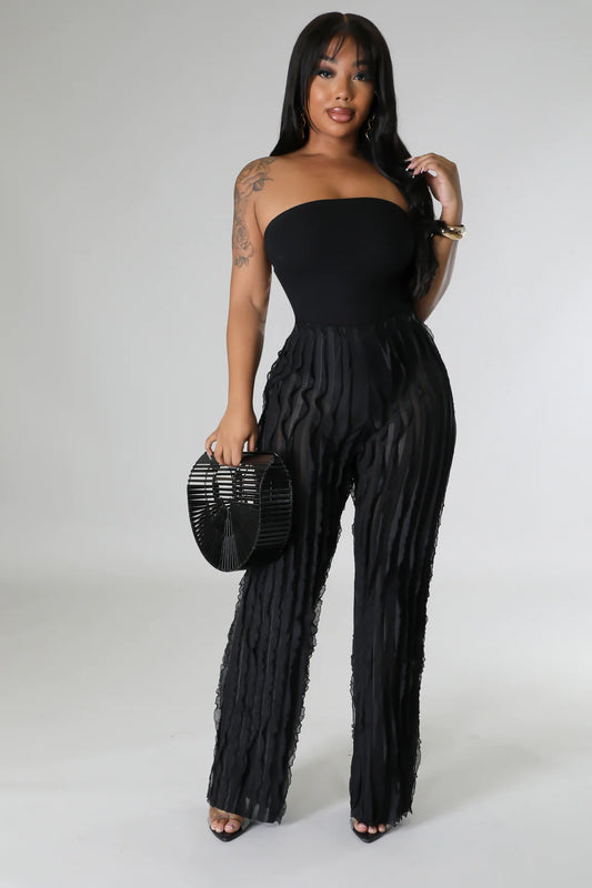 Ruffle Up High Waisted Pants Black - Ali’s Couture