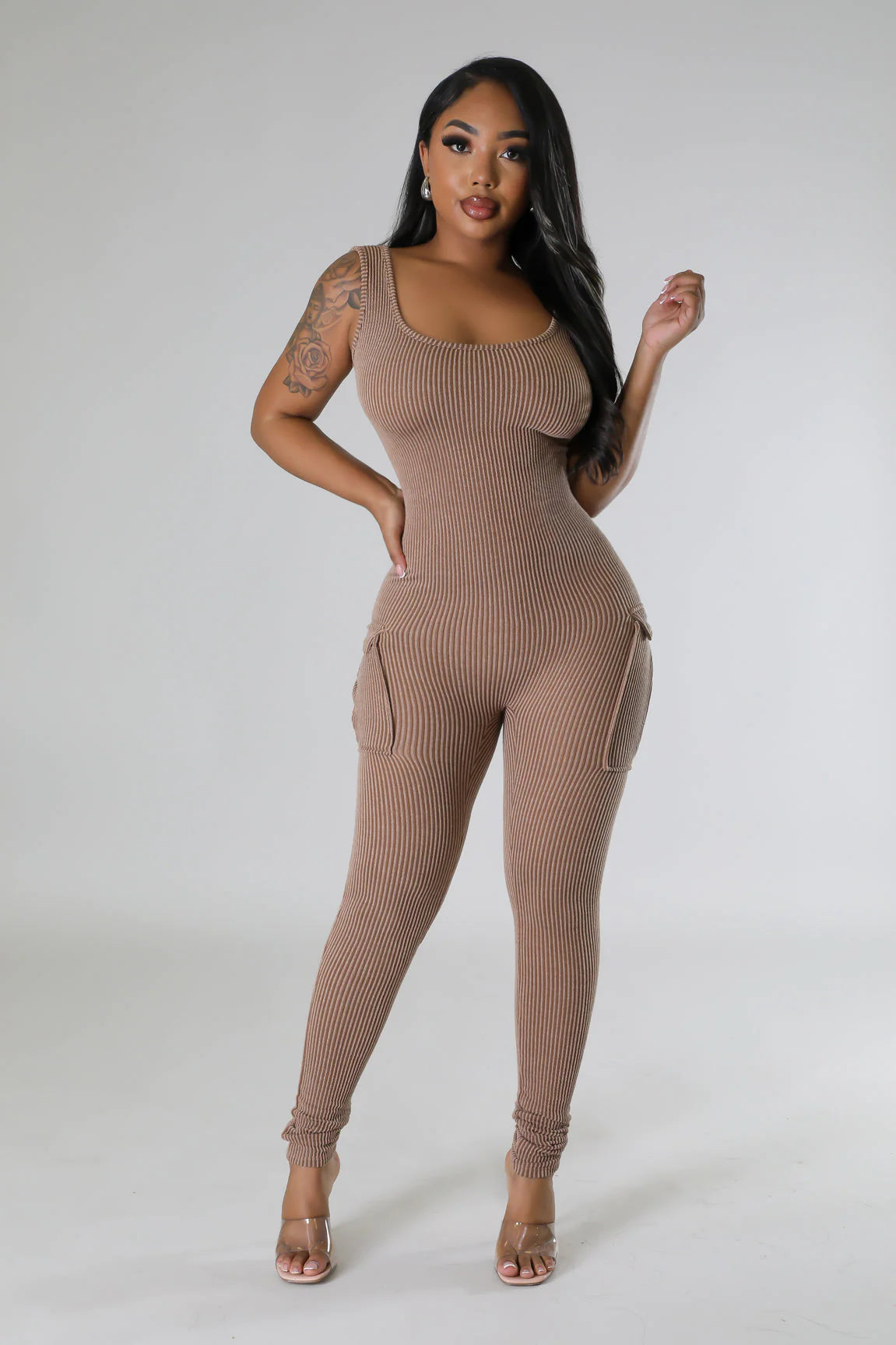 Play In Comfort Ribbed Jumpsuit Chestnut - Ali’s Couture