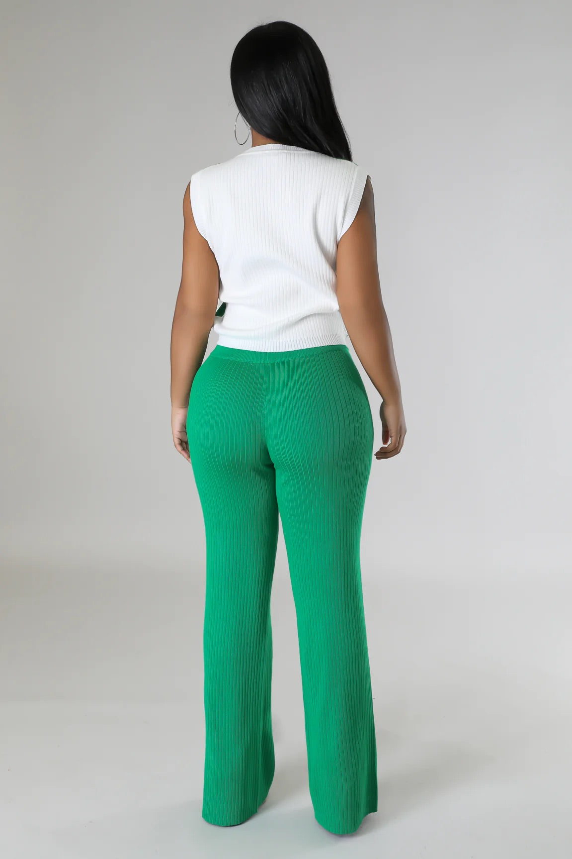 Imani Ribbed Pant Set Green - Ali’s Couture