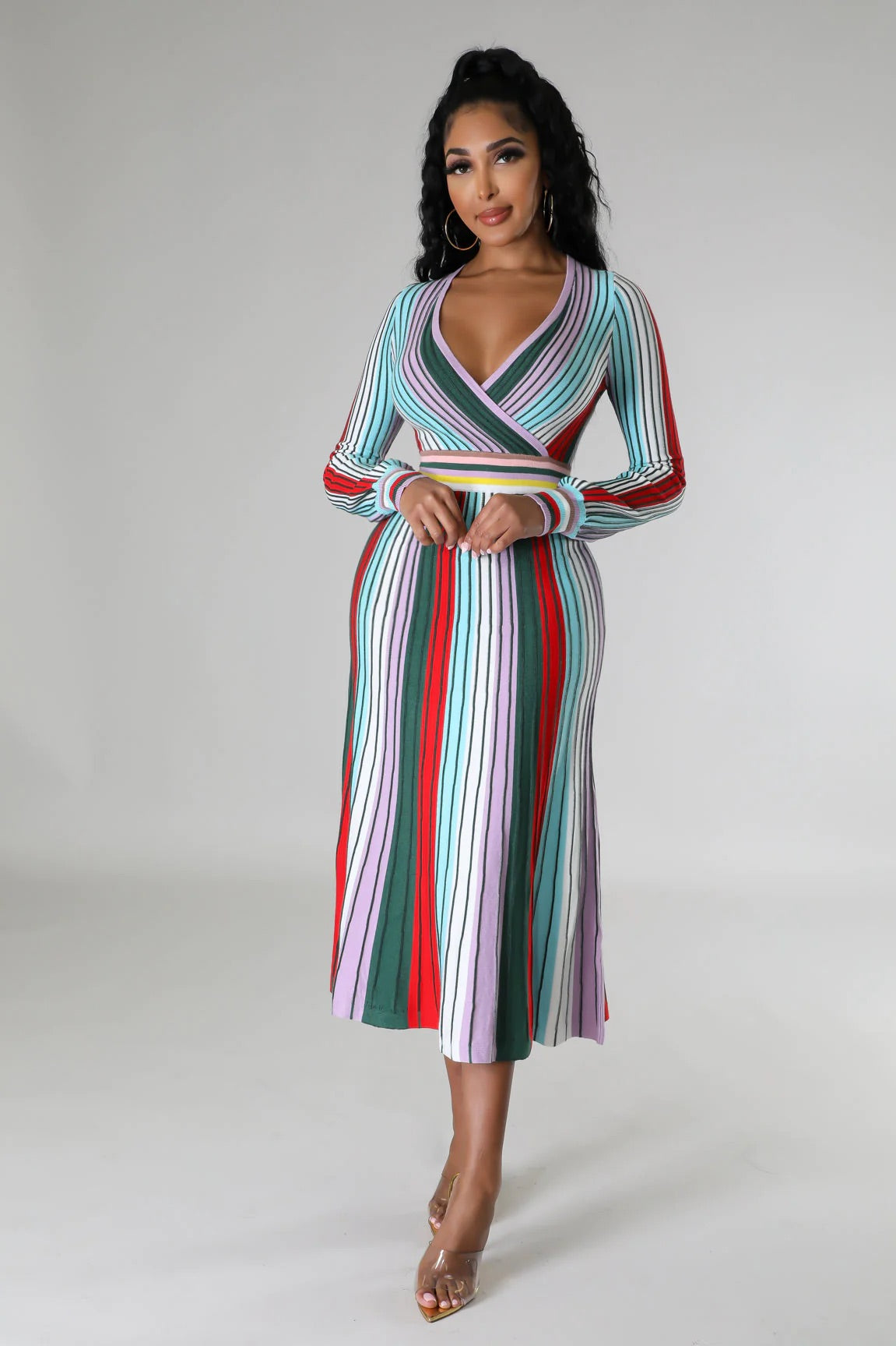 Mischa Striped Midi Dress Multicolor - Ali’s Couture