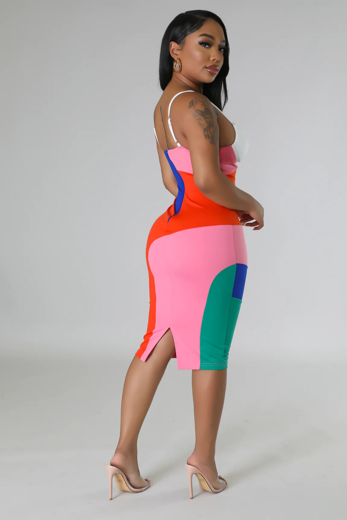 Fine Art Colorblock Midi Dress Multicolor - Ali’s Couture