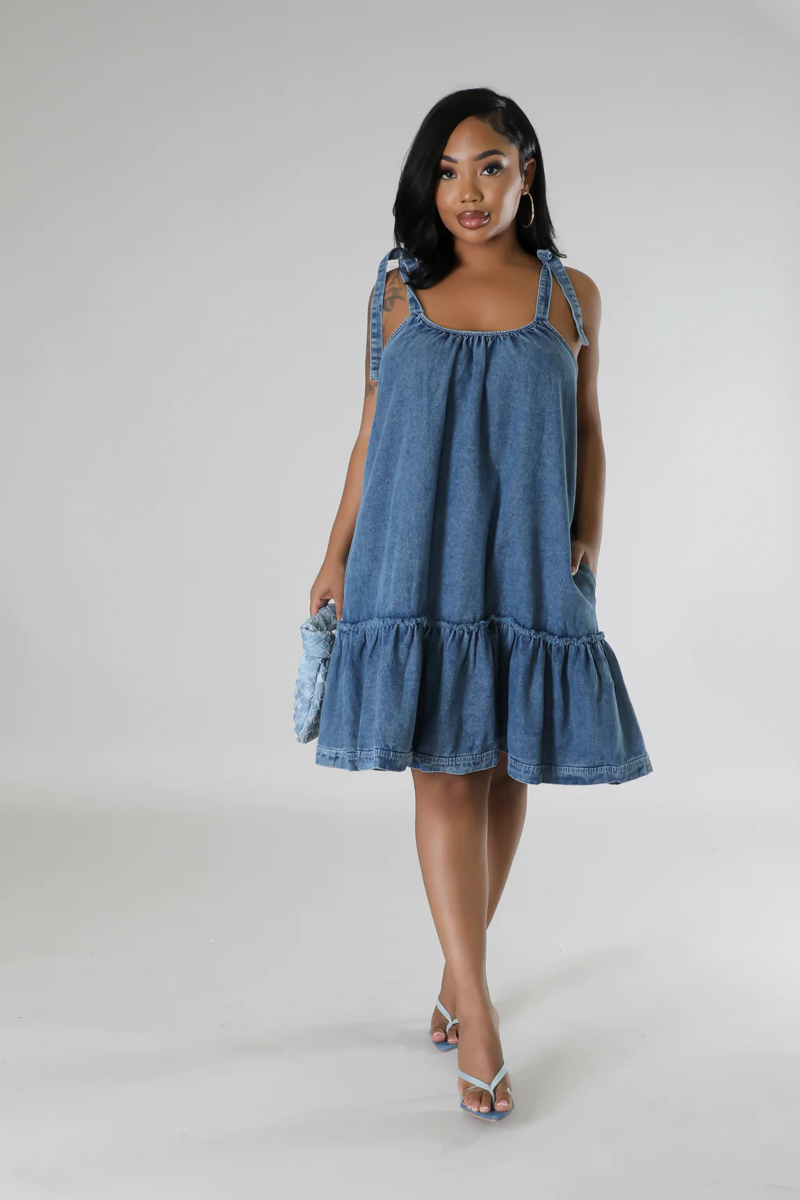Dallas Denim Midi Dress Medium Wash - Ali’s Couture