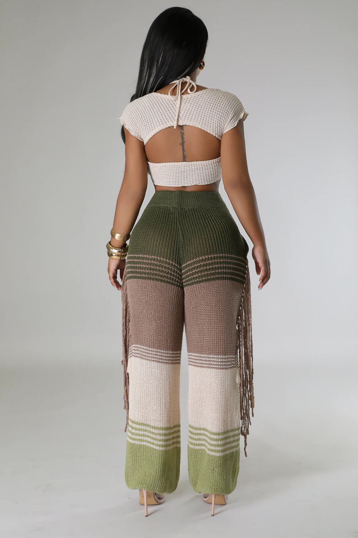 Savanna Boho Fringe Pants Olive - Ali’s Couture