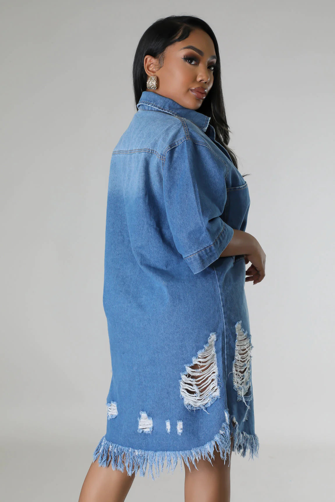 Geraldine Denim Midi Dress Medium Wash - Ali’s Couture