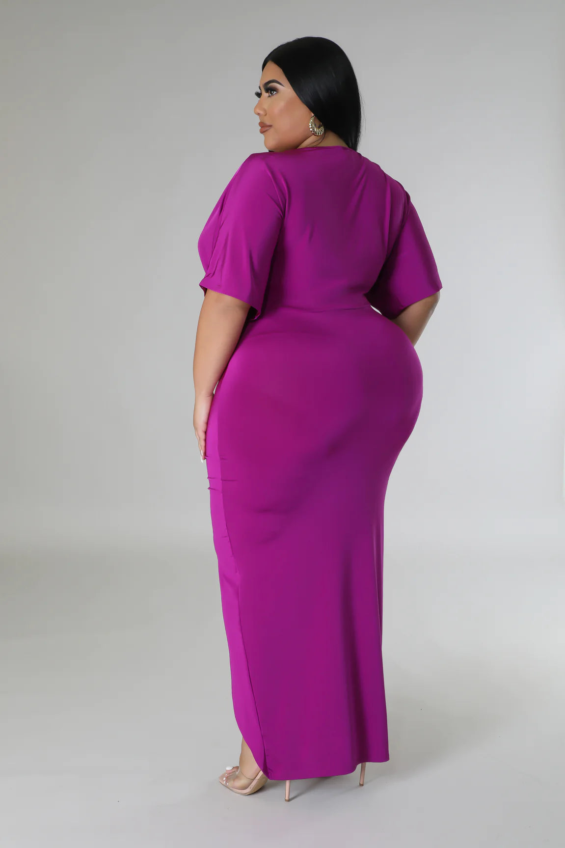 Casie Midi Dress Magenta (Curvy) - Ali’s Couture