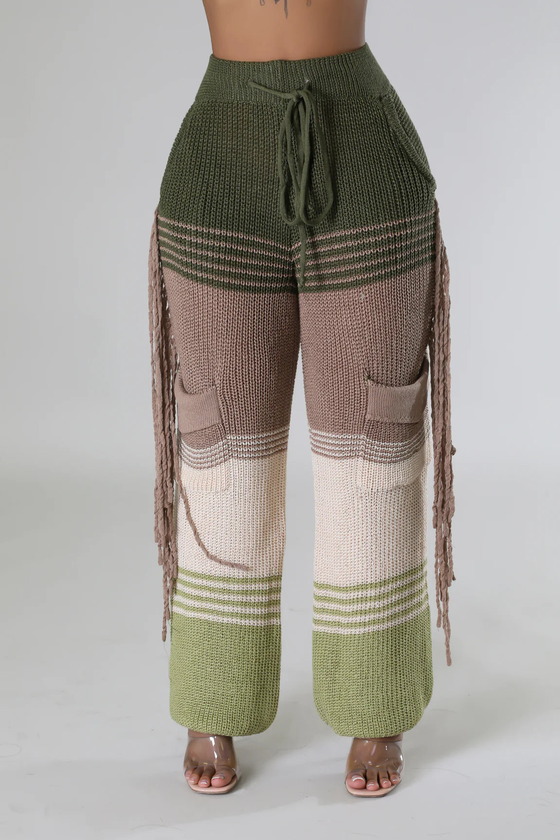 Savanna Boho Fringe Pants Olive - Ali’s Couture