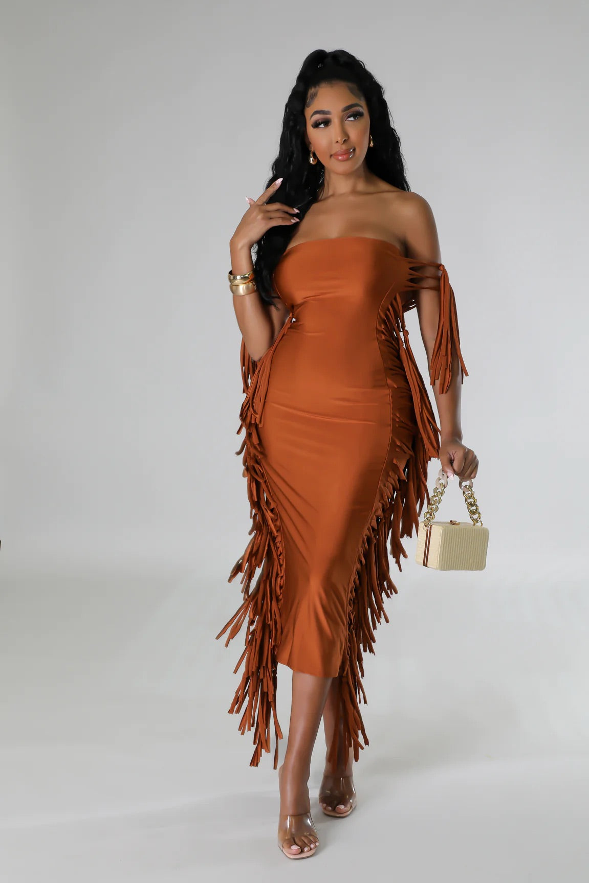 copper midi dress Copper Bloom Midi Dress- Cinnamon Large