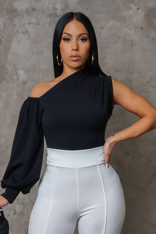 Midnight in Paris One Shoulder Top Black - Ali’s Couture