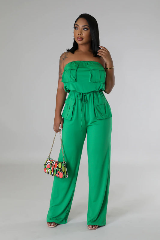 Parisa Strapless Jumpsuit Green - Ali’s Couture