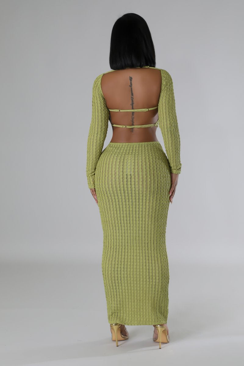 Jules Crochet Skirt Set Lime - Ali’s Couture