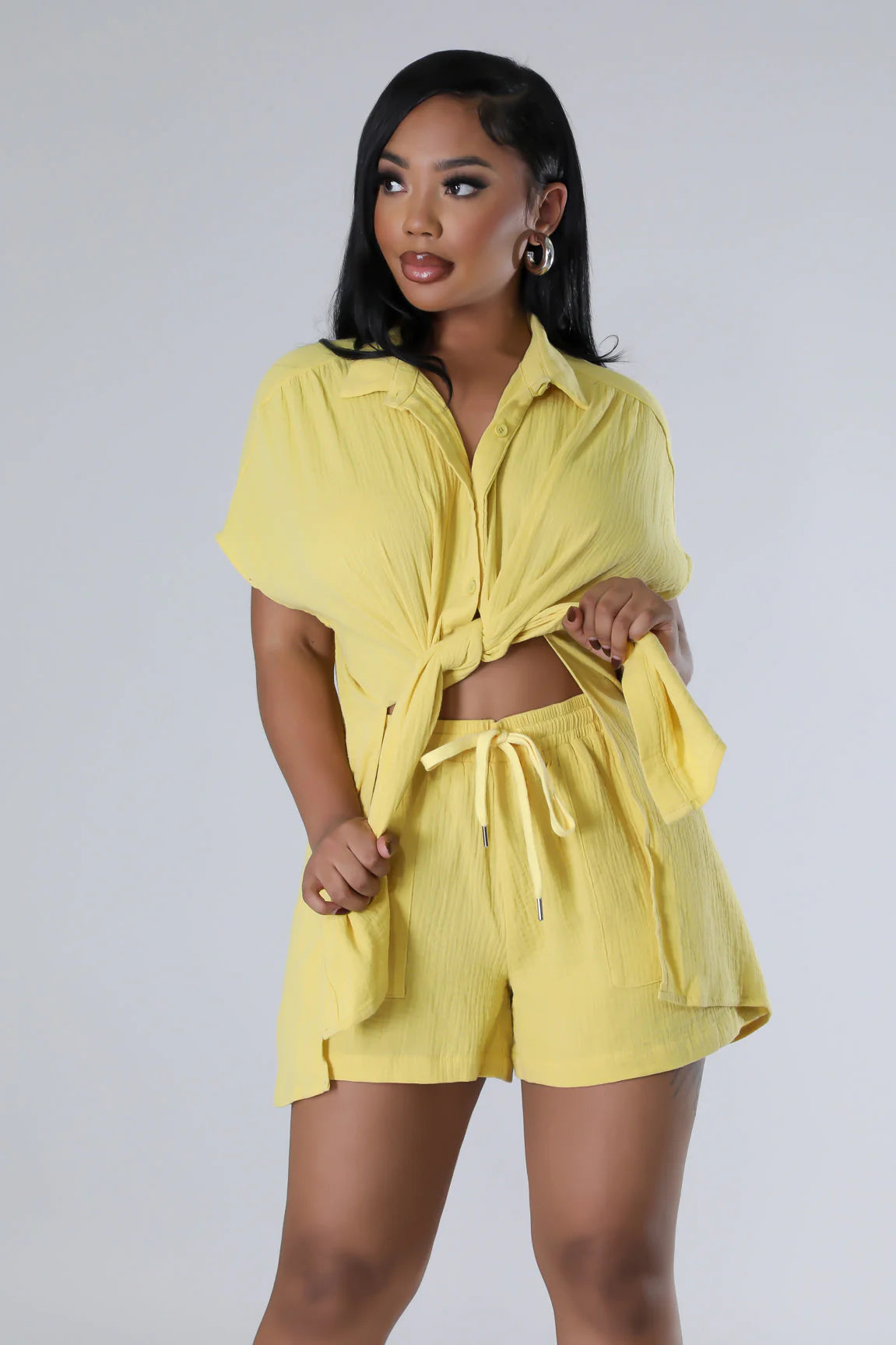 Cali Cove Short Set Yellow - Ali’s Couture