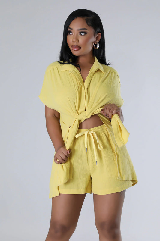 Cali Cove Short Set Yellow - Ali’s Couture