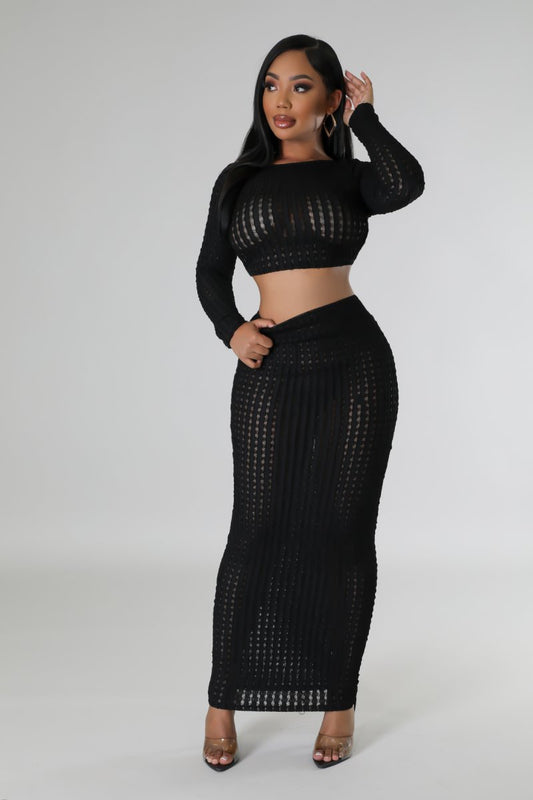 Jules Crochet Skirt Set Black - Ali’s Couture
