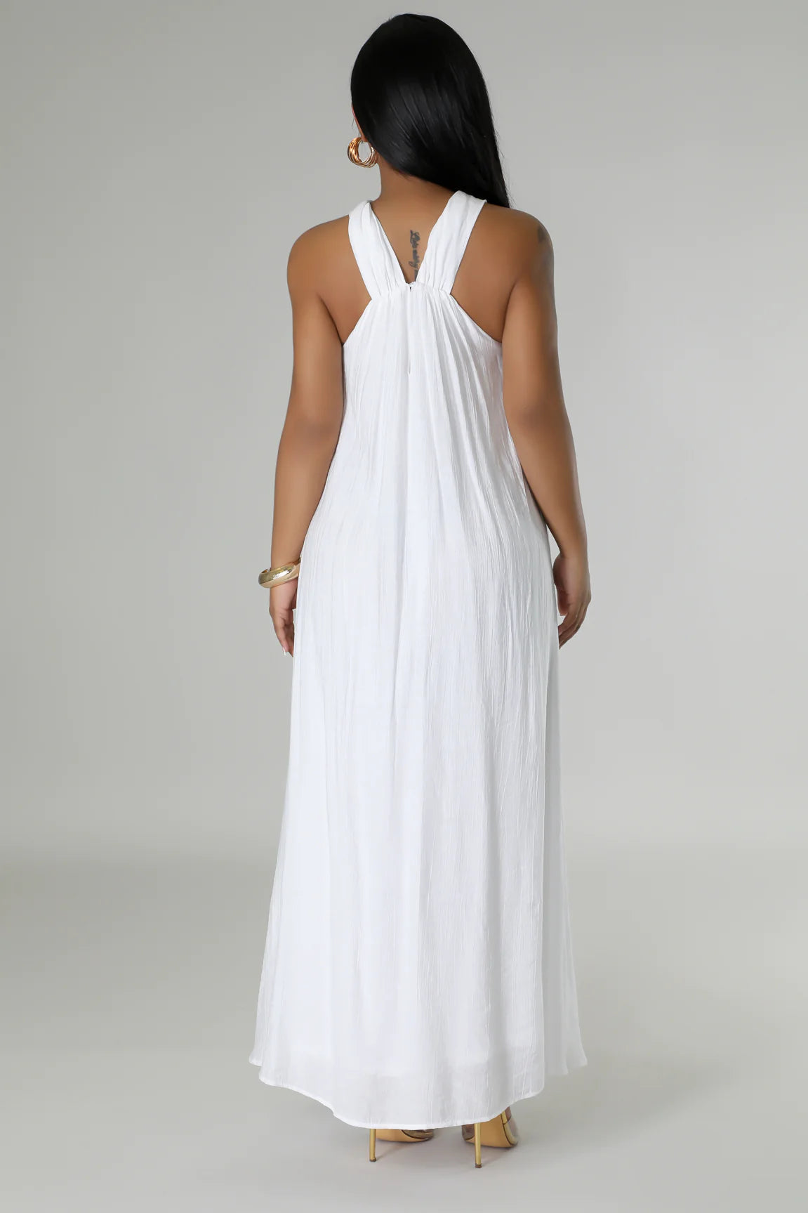 Pure Essence Linen Midi Dress White - Ali’s Couture