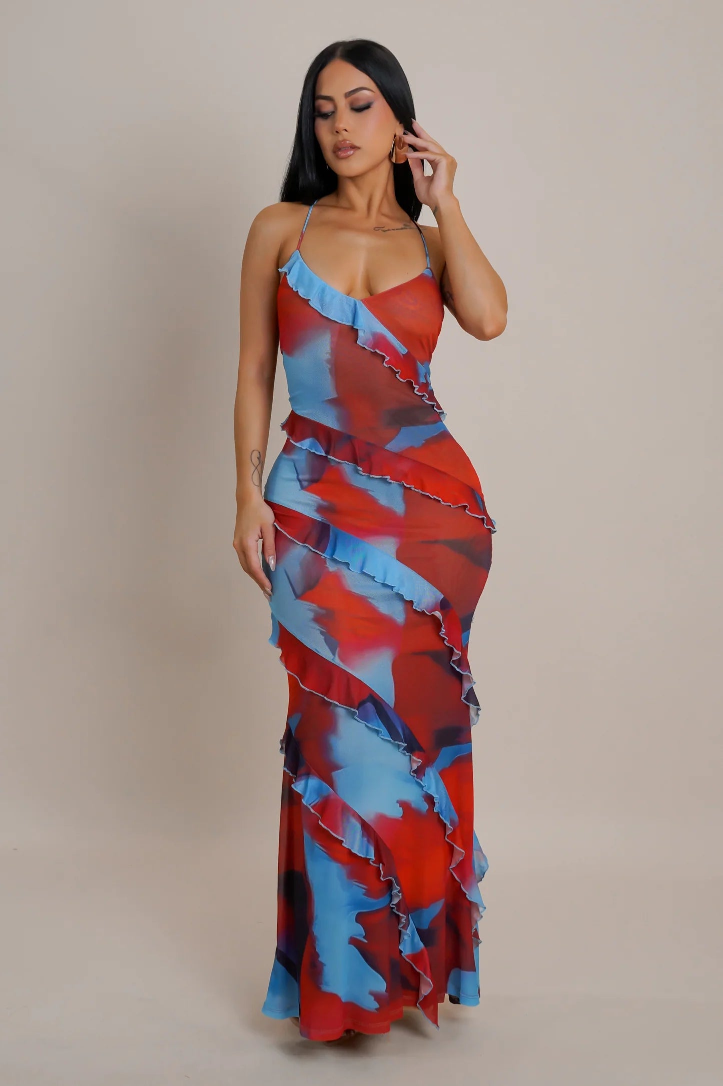 jazelle maxi dress blue Princess Polly Women's Jazelle Satin Gown - Blue