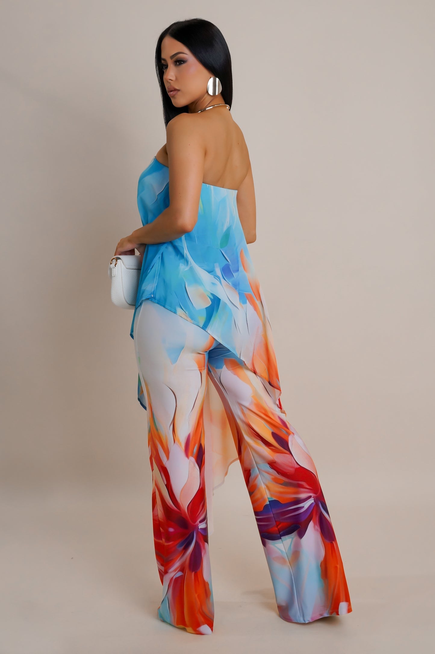Daliah Strapless Printed Jumpsuit Multicolor - Ali’s Couture