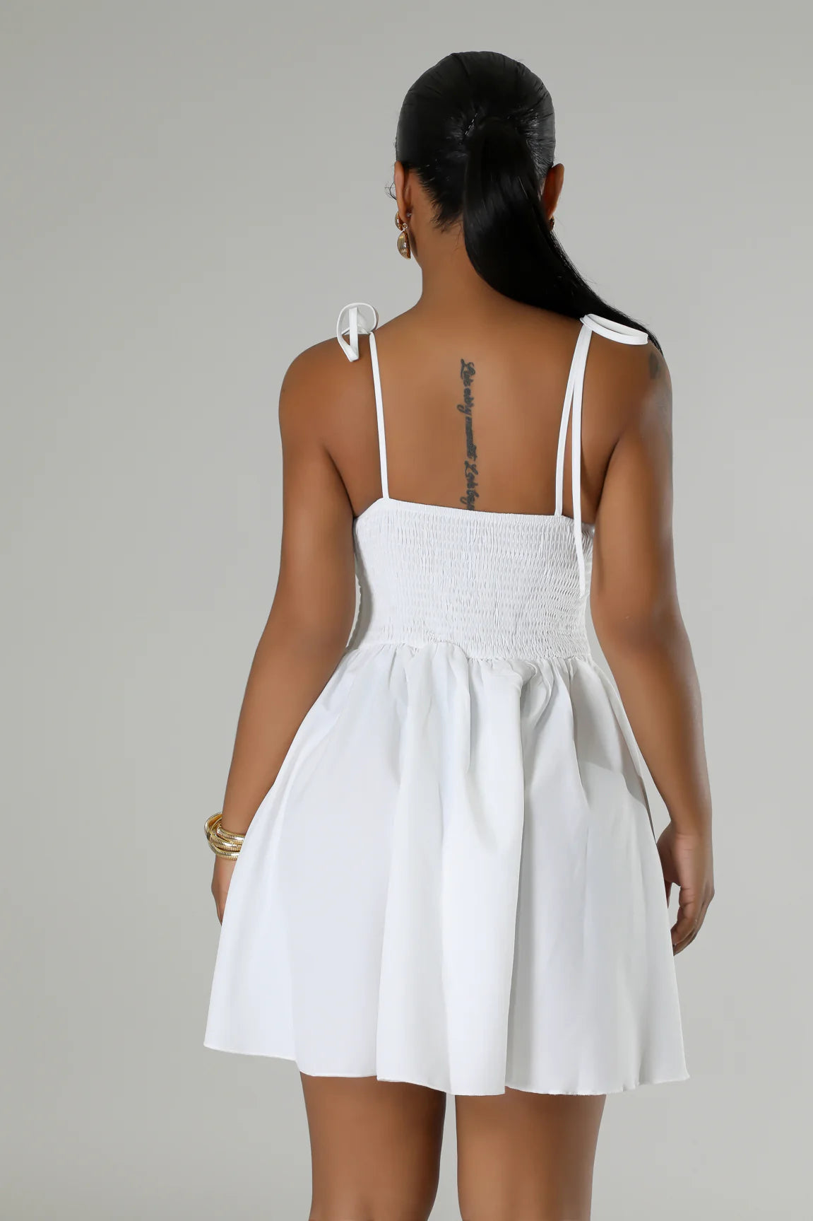 Eudora Babydoll Mini Dress White - Ali’s Couture