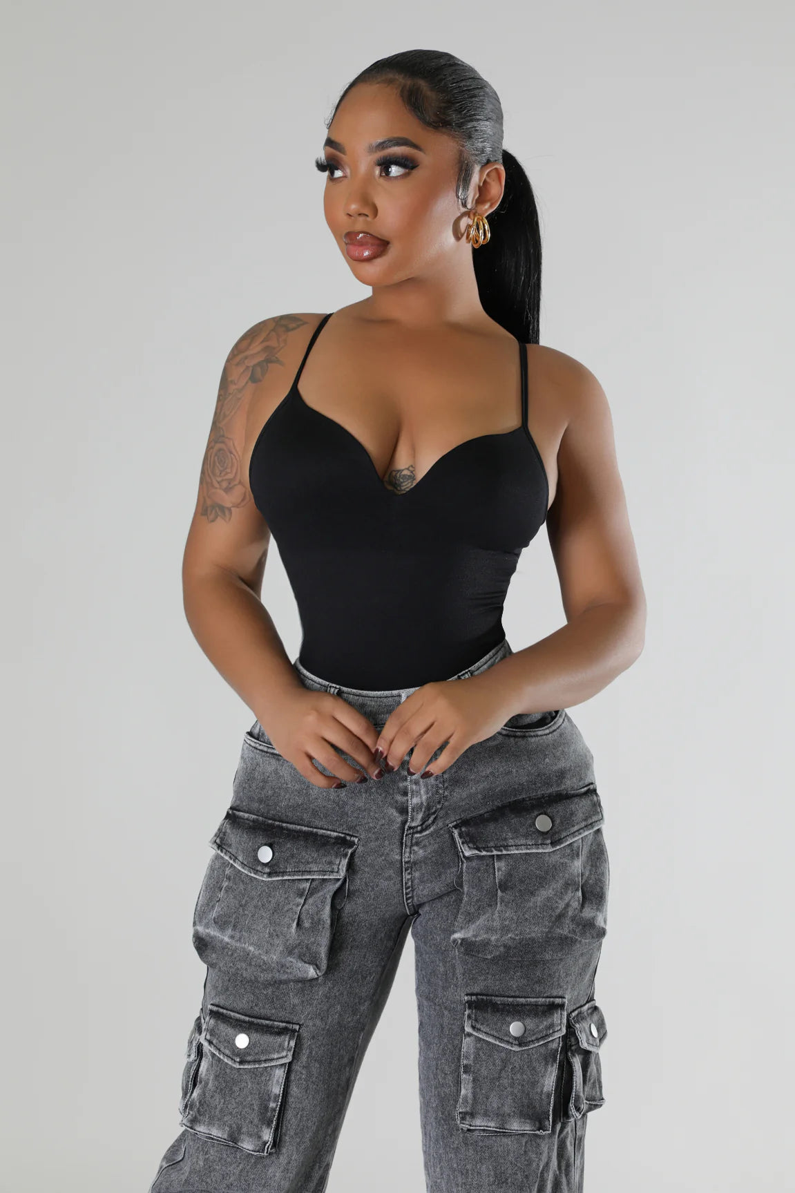 Core Basic Bodysuit Black - Ali’s Couture