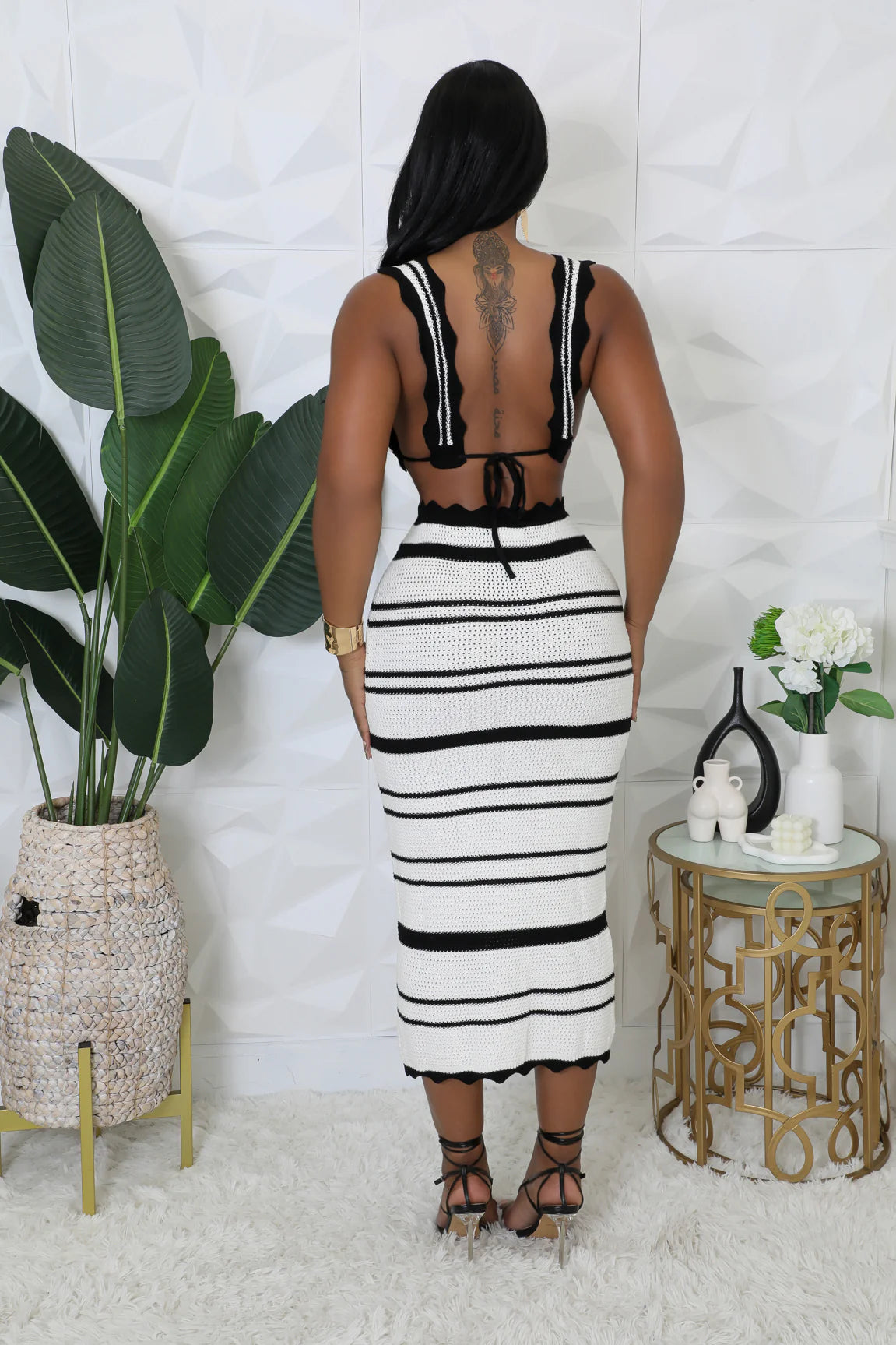 Cornelia Crochet Skirt Set Black - Ali’s Couture