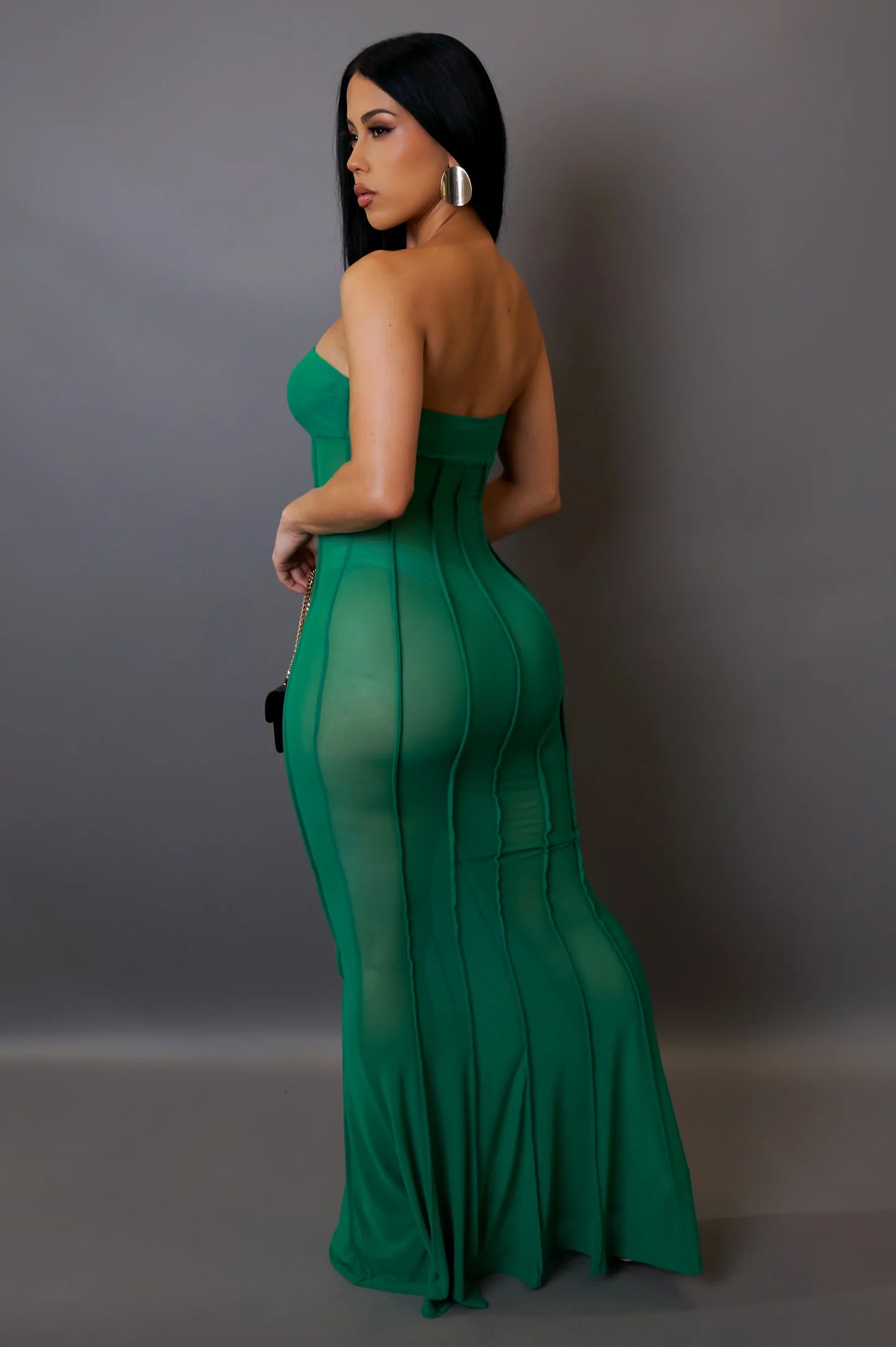 Cora Strapless Cover-Up Maxi Dress Green - Ali’s Couture
