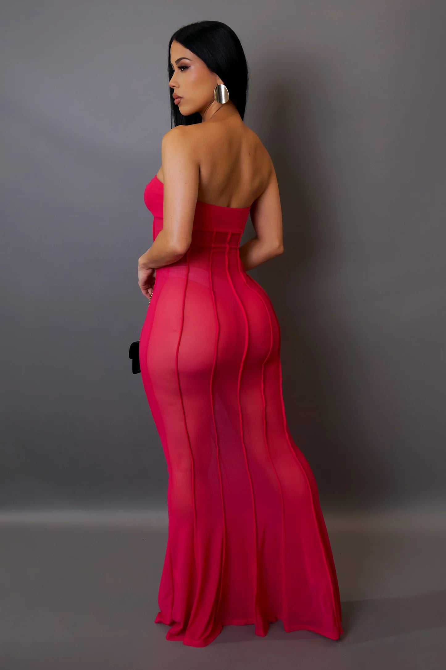 Cora Strapless Cover Up Maxi Dress Fuchsia - Ali’s Couture