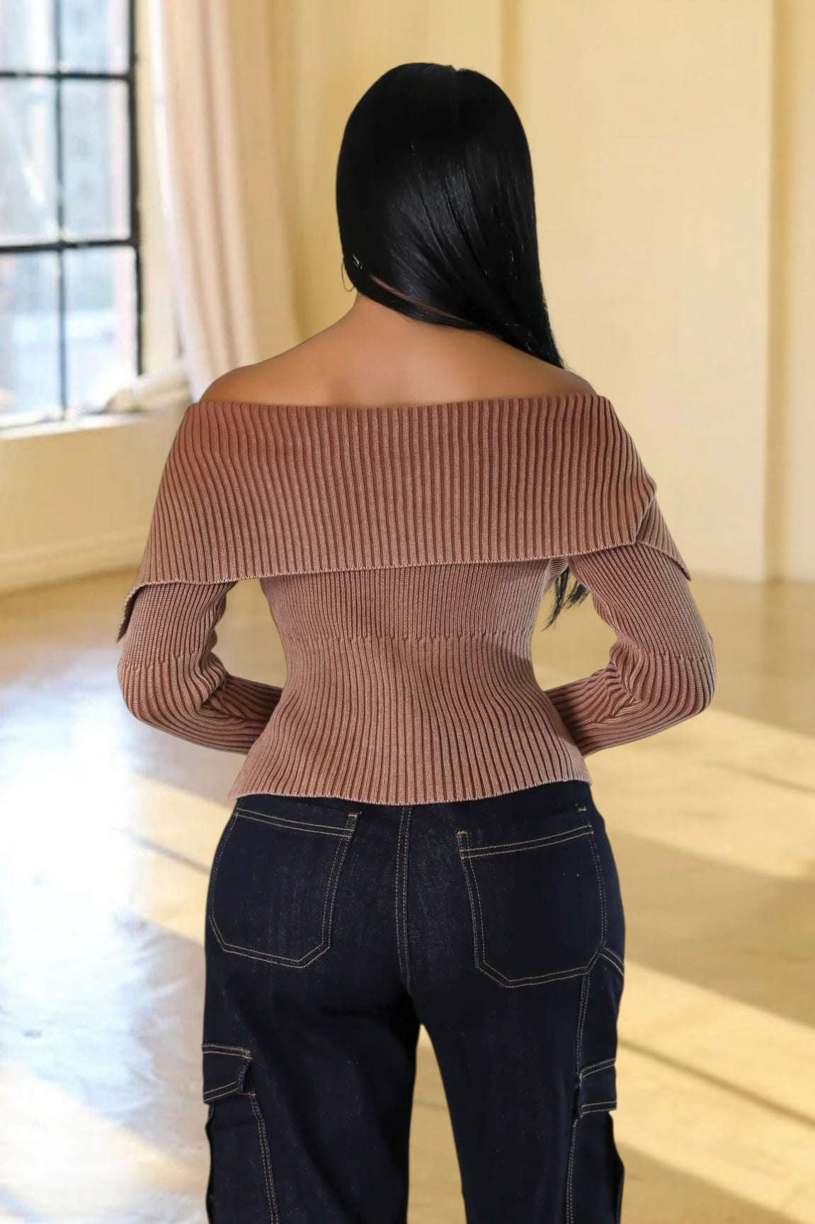 Malena Double Zipper Knit Sweater Brown