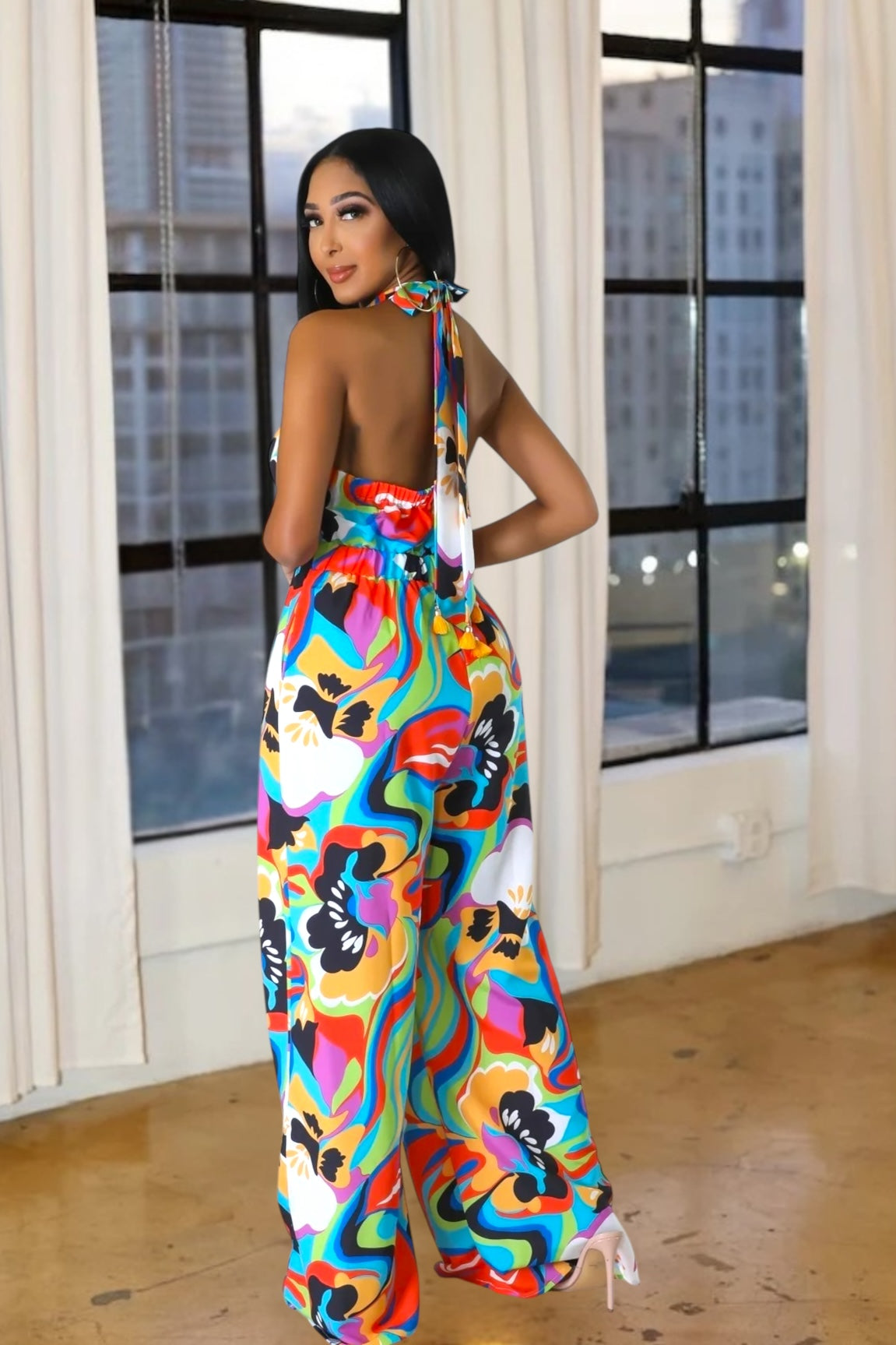 Miami Spice Printed Jumpsuit Multi Green - Ali’s Couture