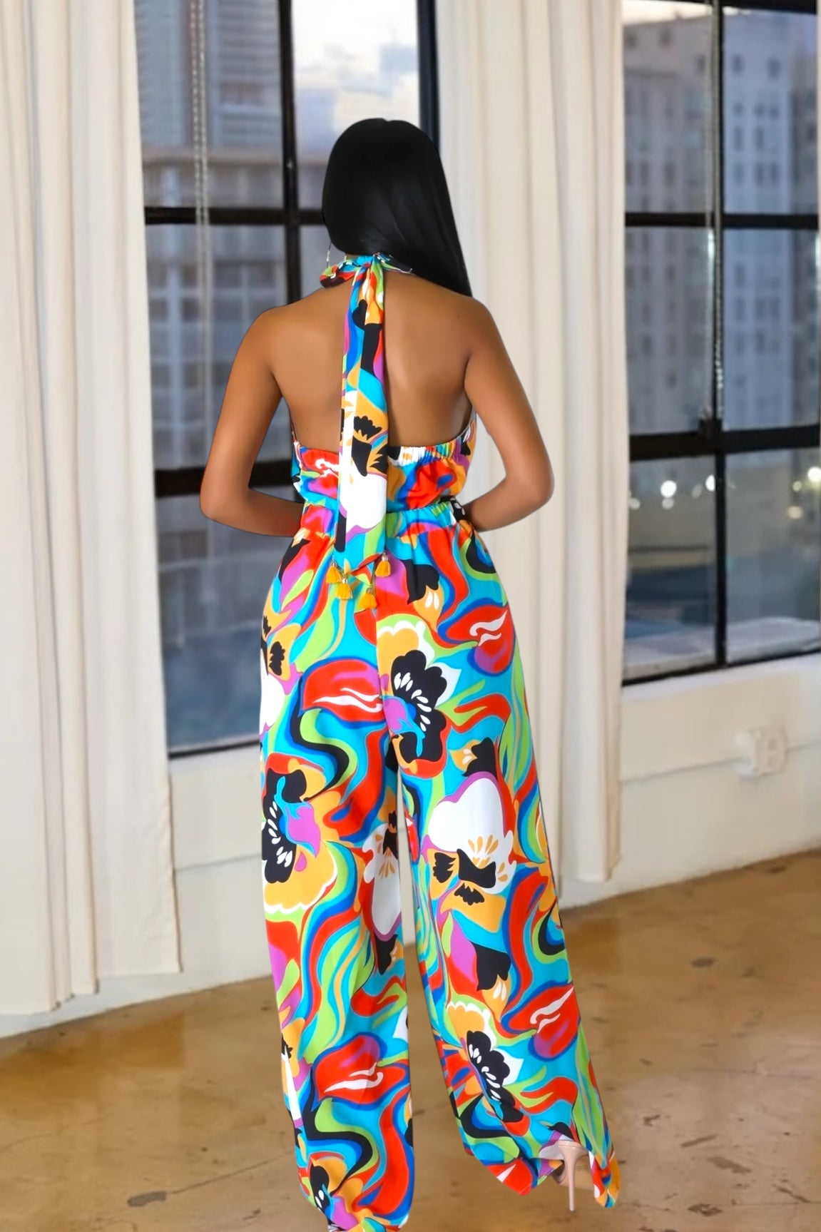 Miami Spice Printed Jumpsuit Multi Green - Ali’s Couture
