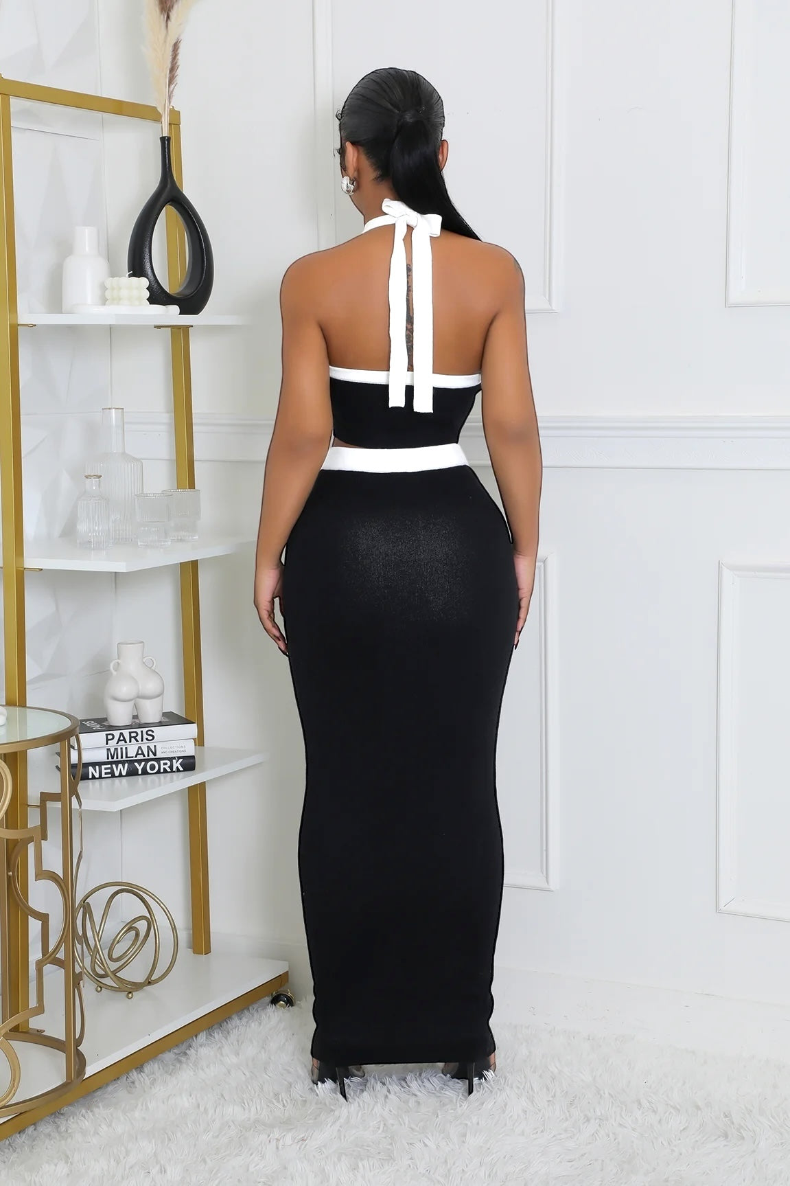 Wild Flower Skirt Set Black - Ali’s Couture