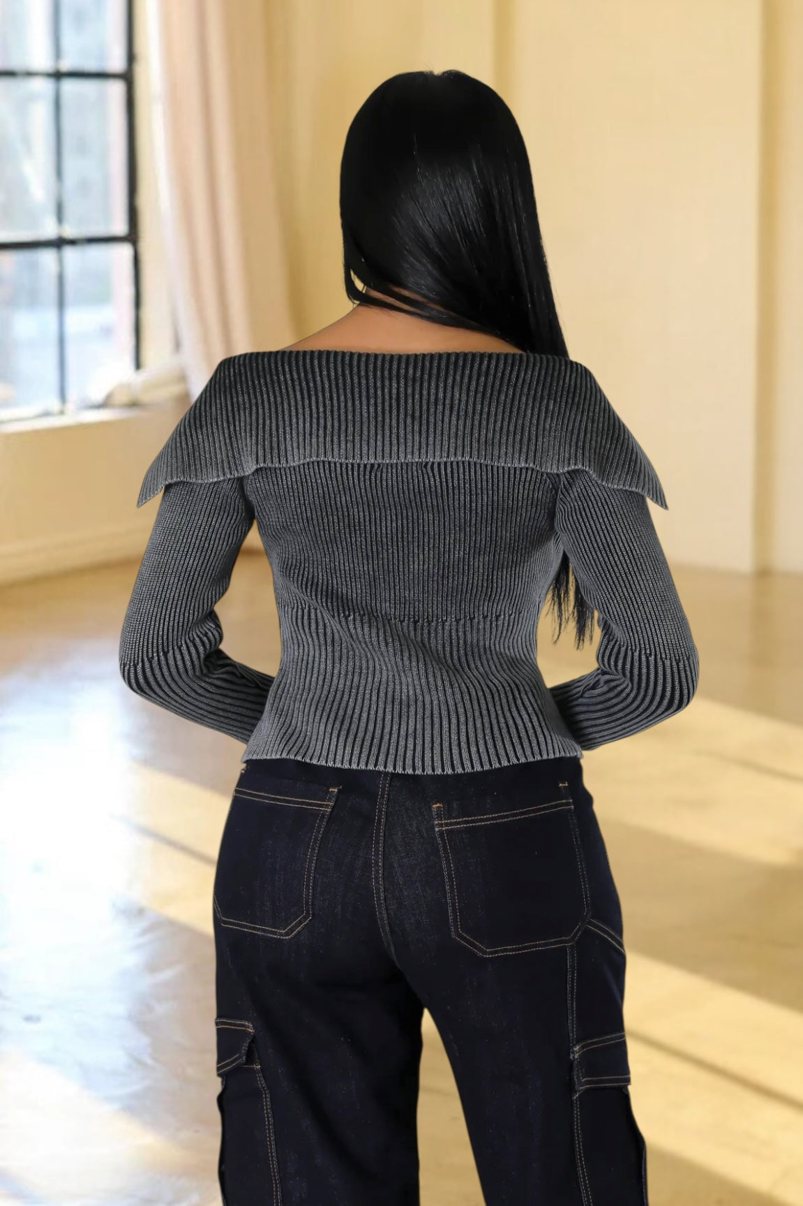 Malena Double Zipper Knit Sweater Black