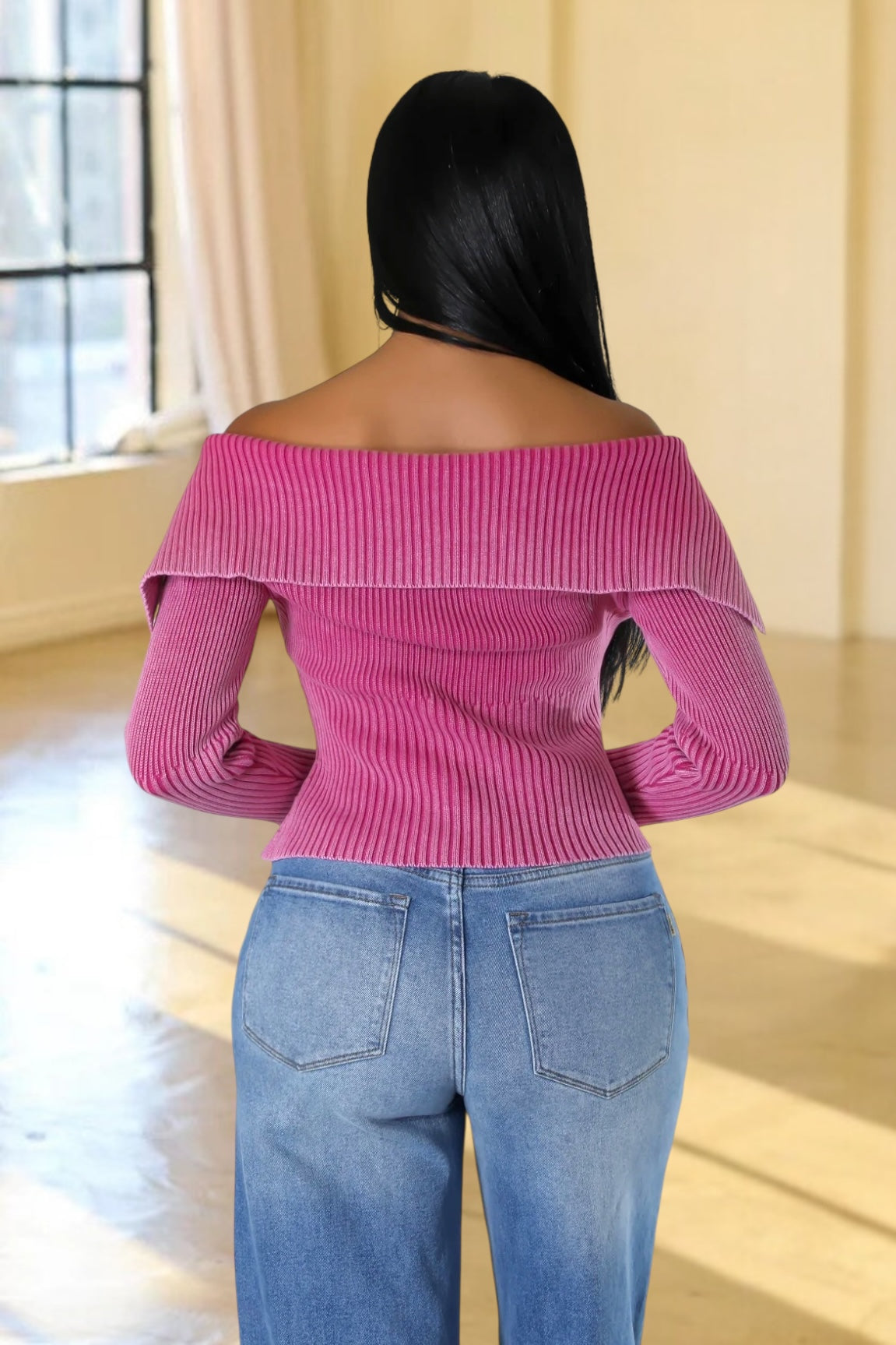 Malena Double Zipper Knit Sweater Fuchsia