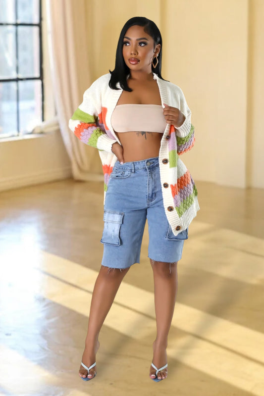 Spring Fair Knit Cardigan Multicolor - Ali’s Couture