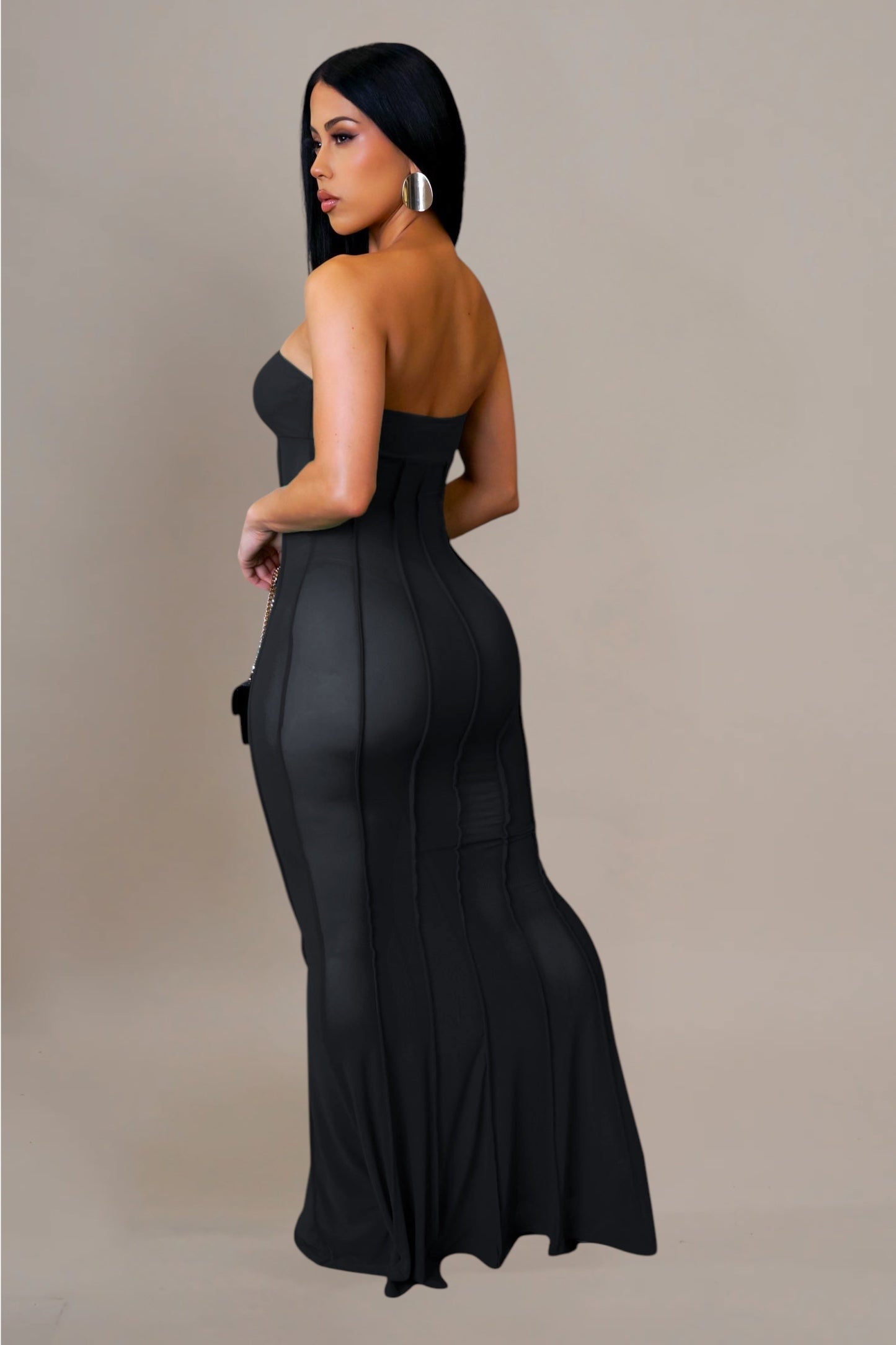 Cora Strapless Cover Up Maxi Dress Black - Ali’s Couture