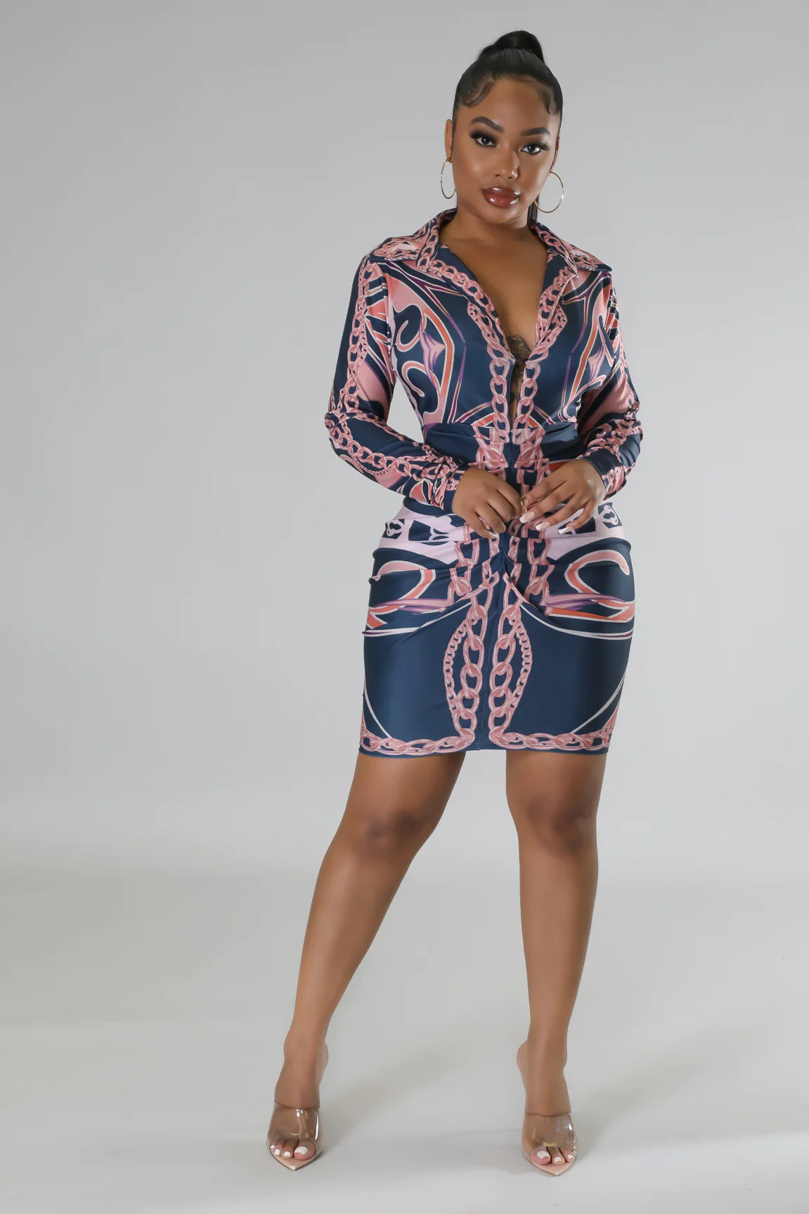 Hades Printed Mini Dress Multicolor Blue - Ali’s Couture