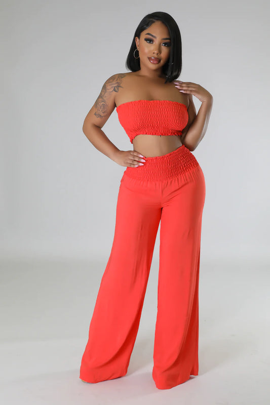Sail Away Pant Set Coral - Ali’s Couture