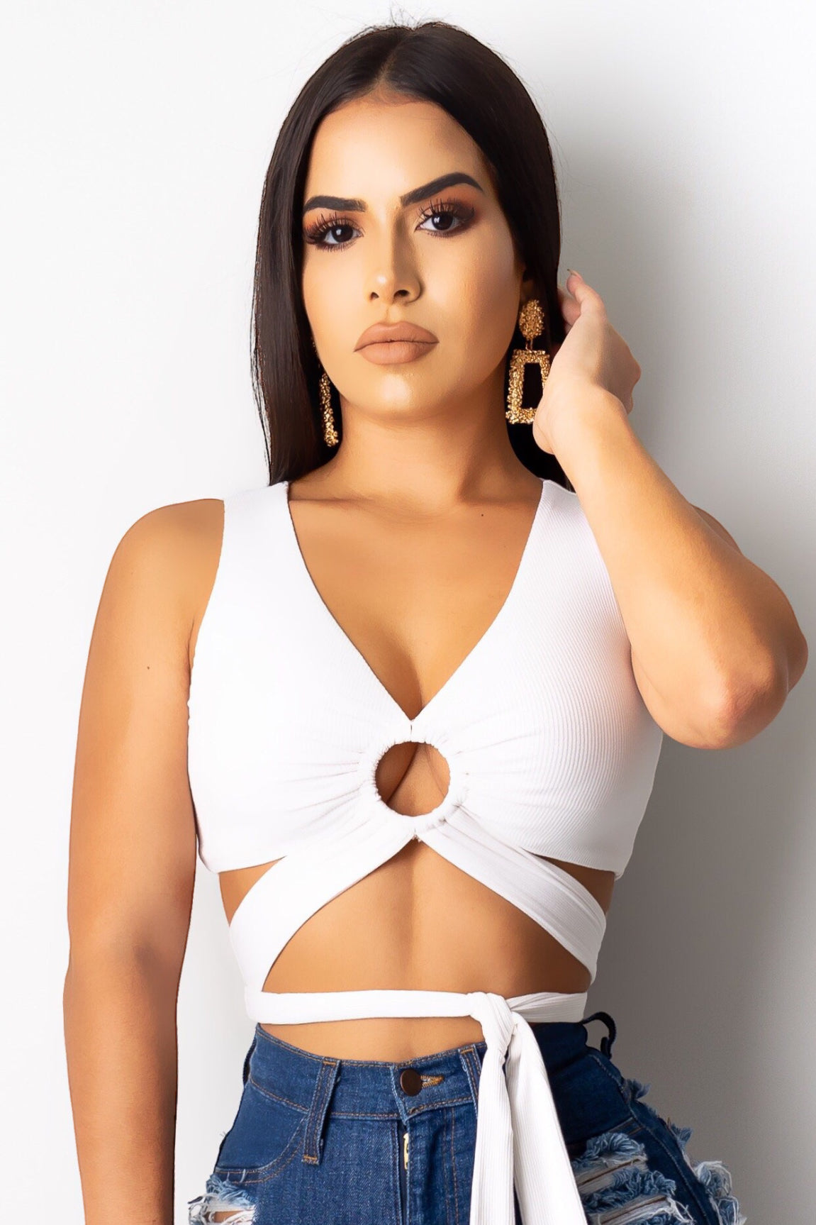 O-Ring Crop Top White - FINAL SALE - Ali’s Couture