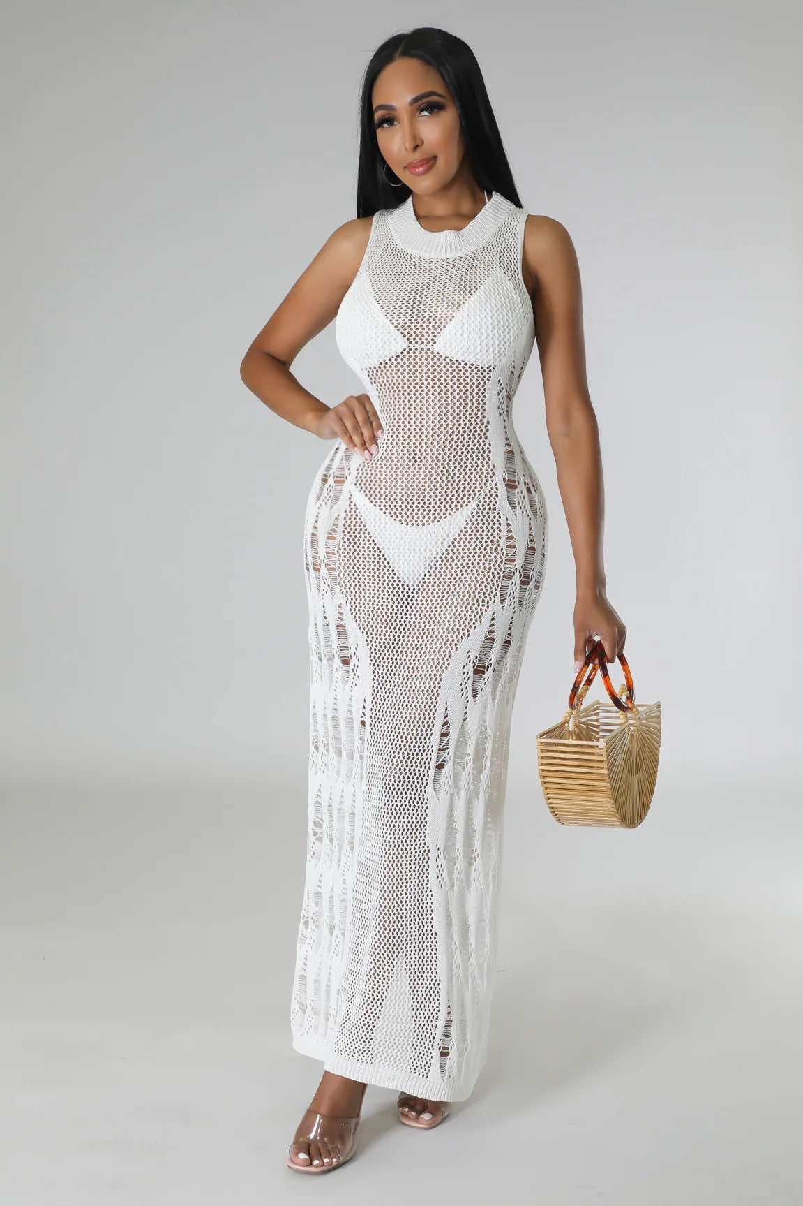crochet dress ibiza Burning red Ibiza Metallic Crochet Maxi Dress
