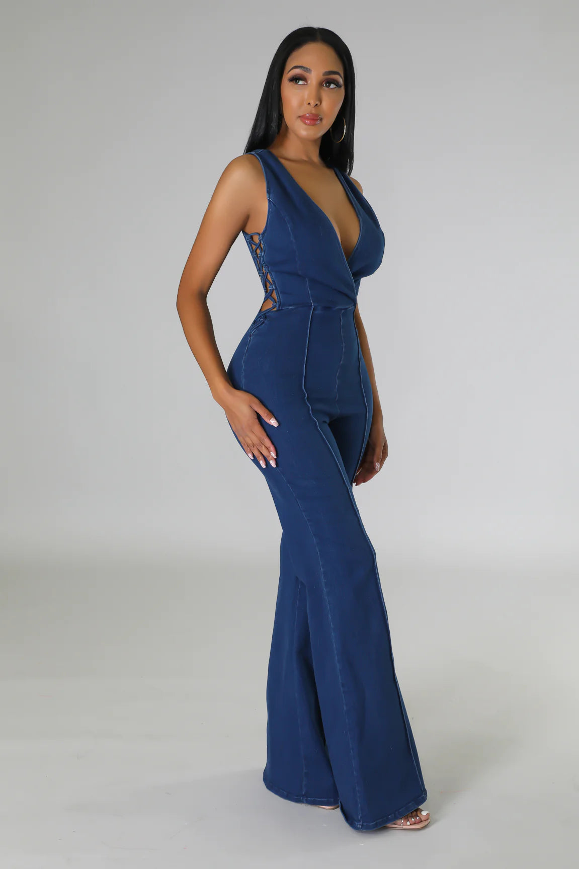 Nicolette Denim Jumpsuit Dark Wash - Ali’s Couture