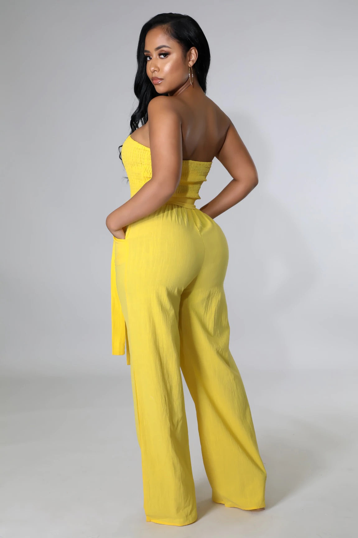 Spring Fresh Strapless Jumpsuit Yellow - Ali’s Couture