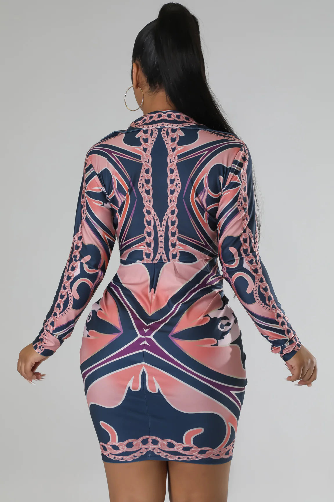 Hades Printed Mini Dress Multicolor Blue - Ali’s Couture