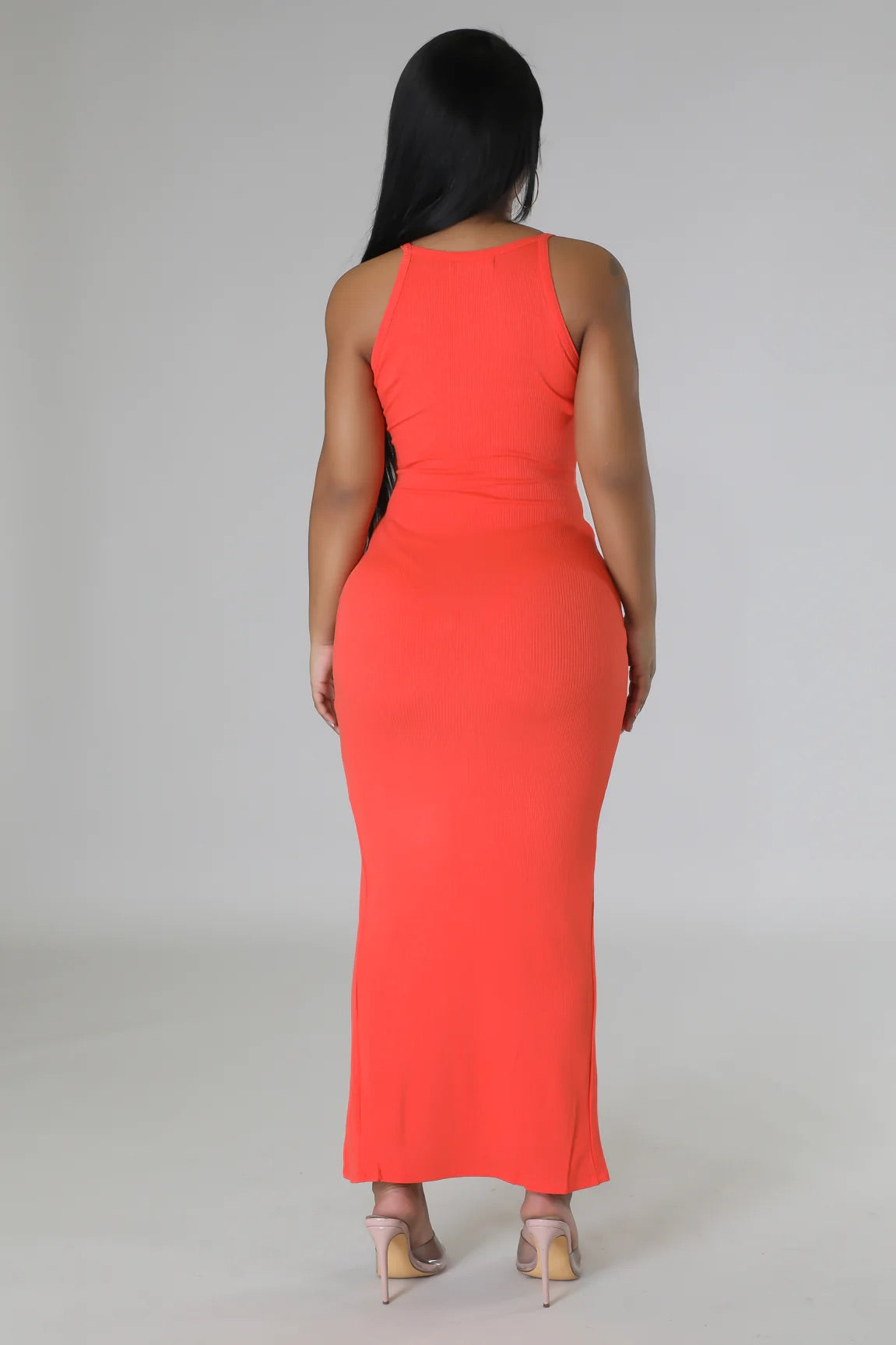 Simple Summer Ribbed Midi Dress Coral - Ali’s Couture