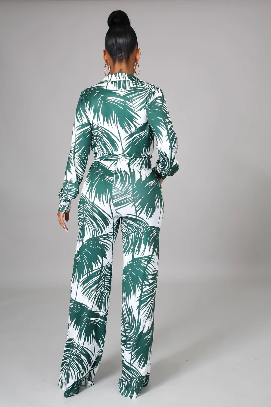 Palmas Crop Top Tropical Pant Set Multicolor Green - Ali’s Couture