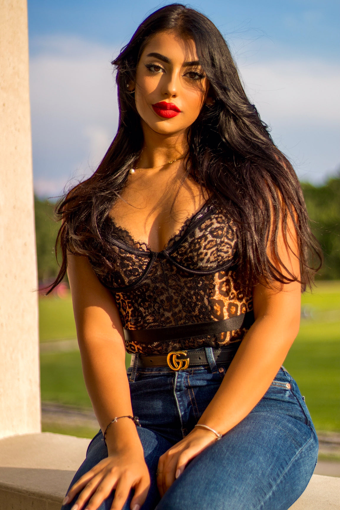 Cheetah Lace Bodysuit Multicolor Black - Ali’s Couture