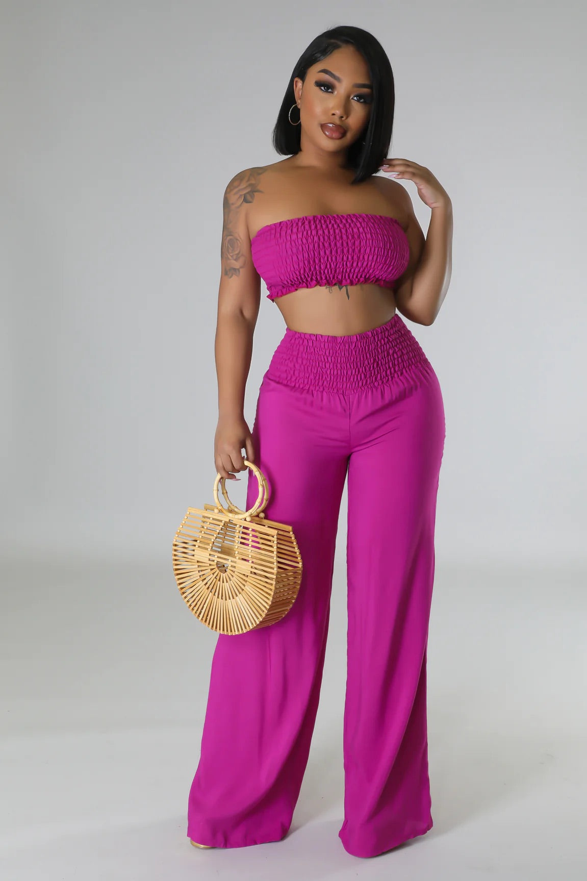 Sail Away Pant Set Magenta - Ali’s Couture