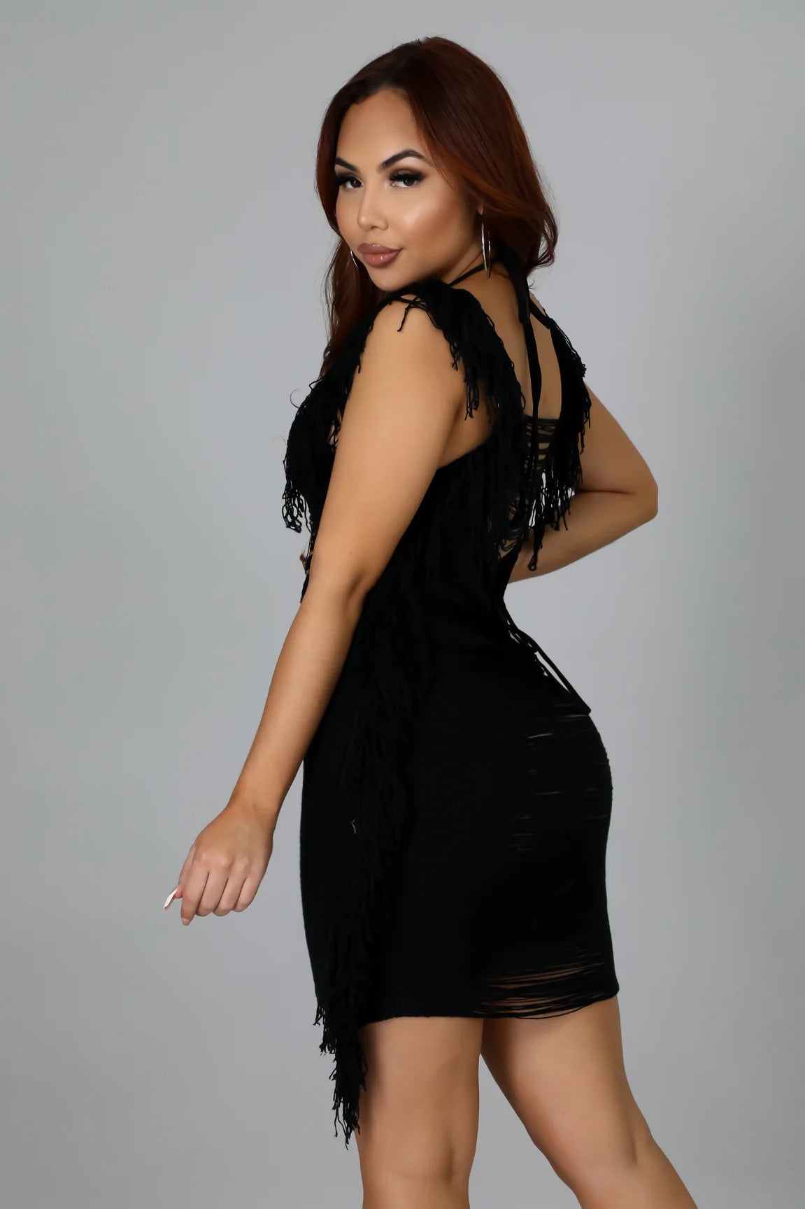 Shake It Off Crochet Cover Up Mini Dress Black - Ali’s Couture