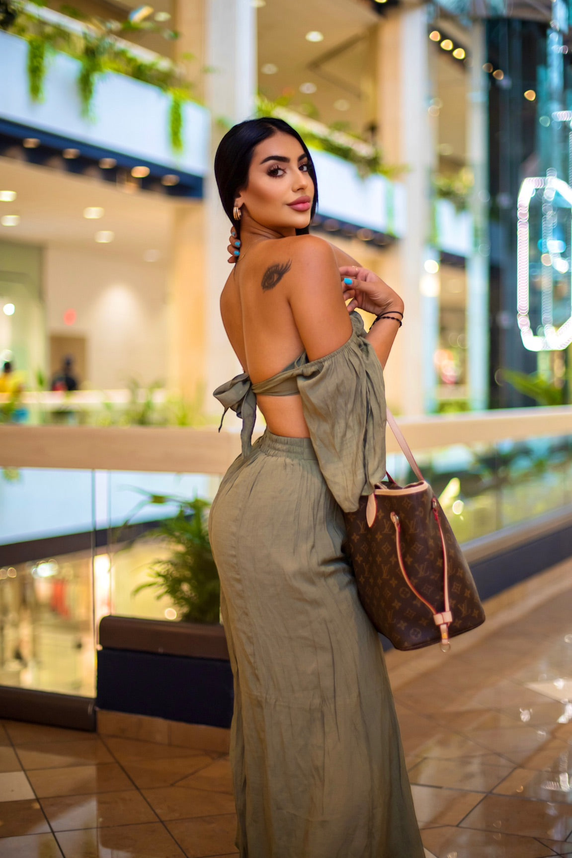 Milo Flowy Pant Set Olive - Ali’s Couture